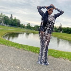 Rhinestone Prom Dress, Size: Medium, Color:Black